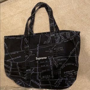 Supreme Gonz Map Denim Tote washed black